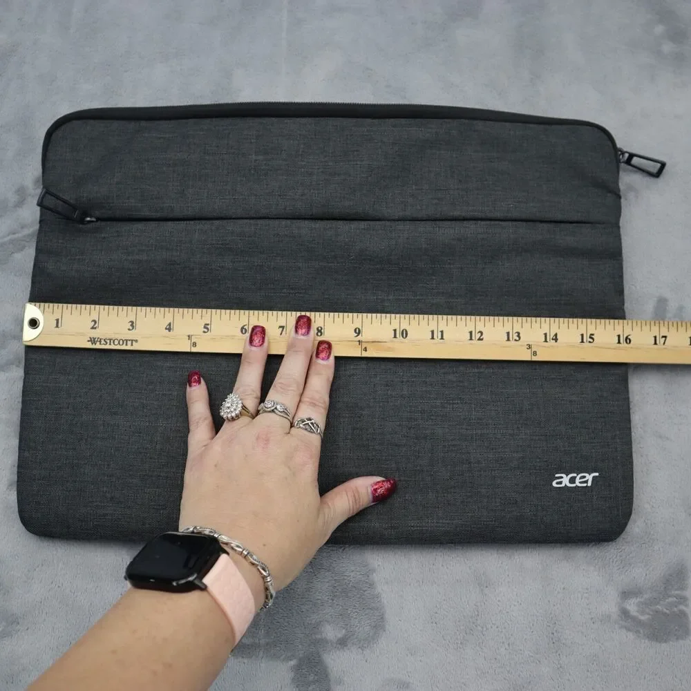 Acer Laptop Electronic Tablet Gray Heathered Sleeve Pocket Zip Closure 16x11.5